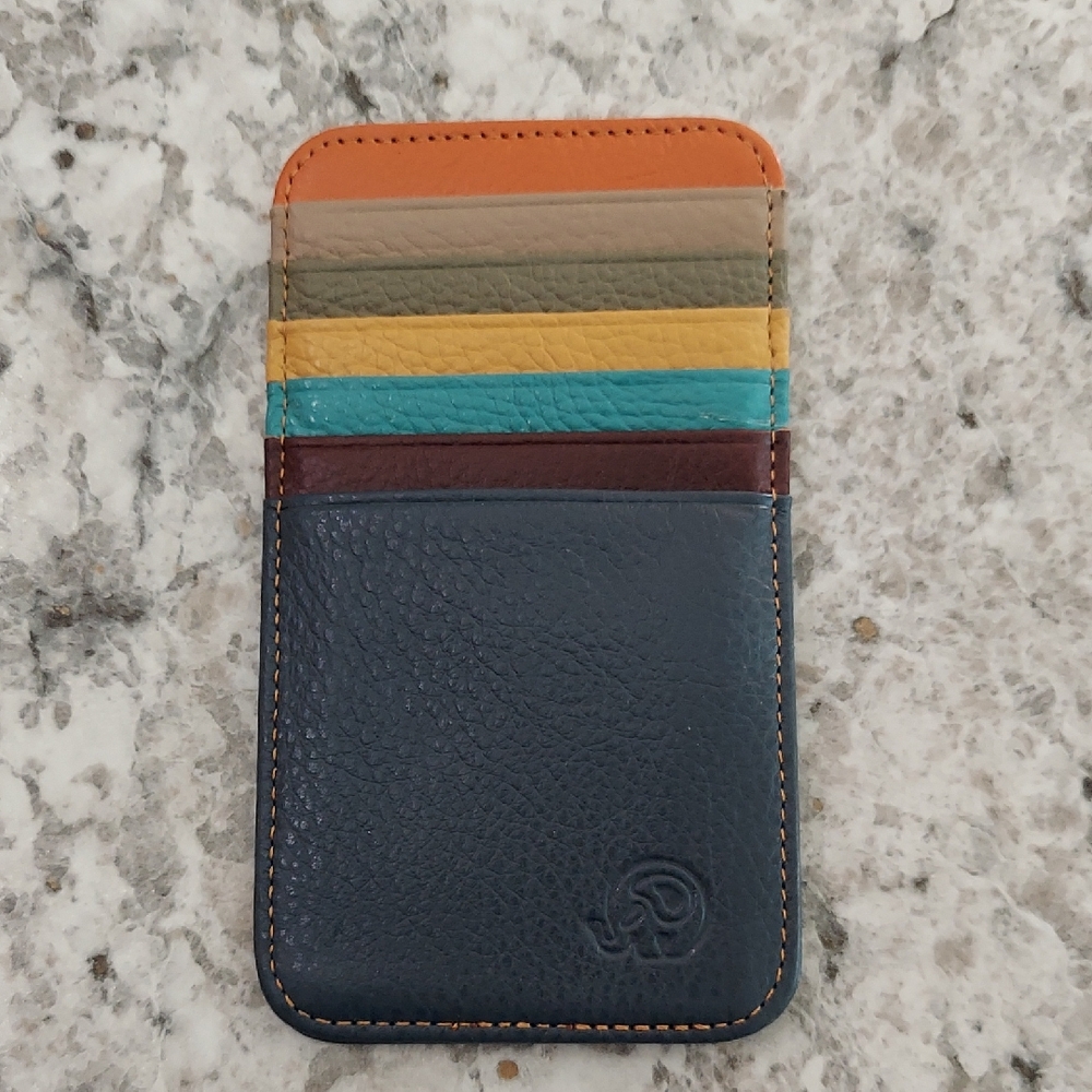Elephant Wallet, Bag Accessory, LeatherCredit Card Holder, 10 Slots, Multi Color